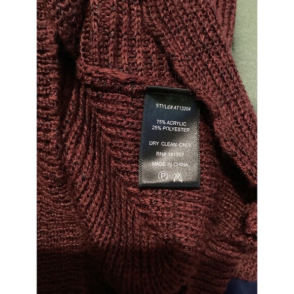 Astr The Label Burgundy Red Wrap Front Knit Long Sleeve Blouse XS - Picture 5 of 5